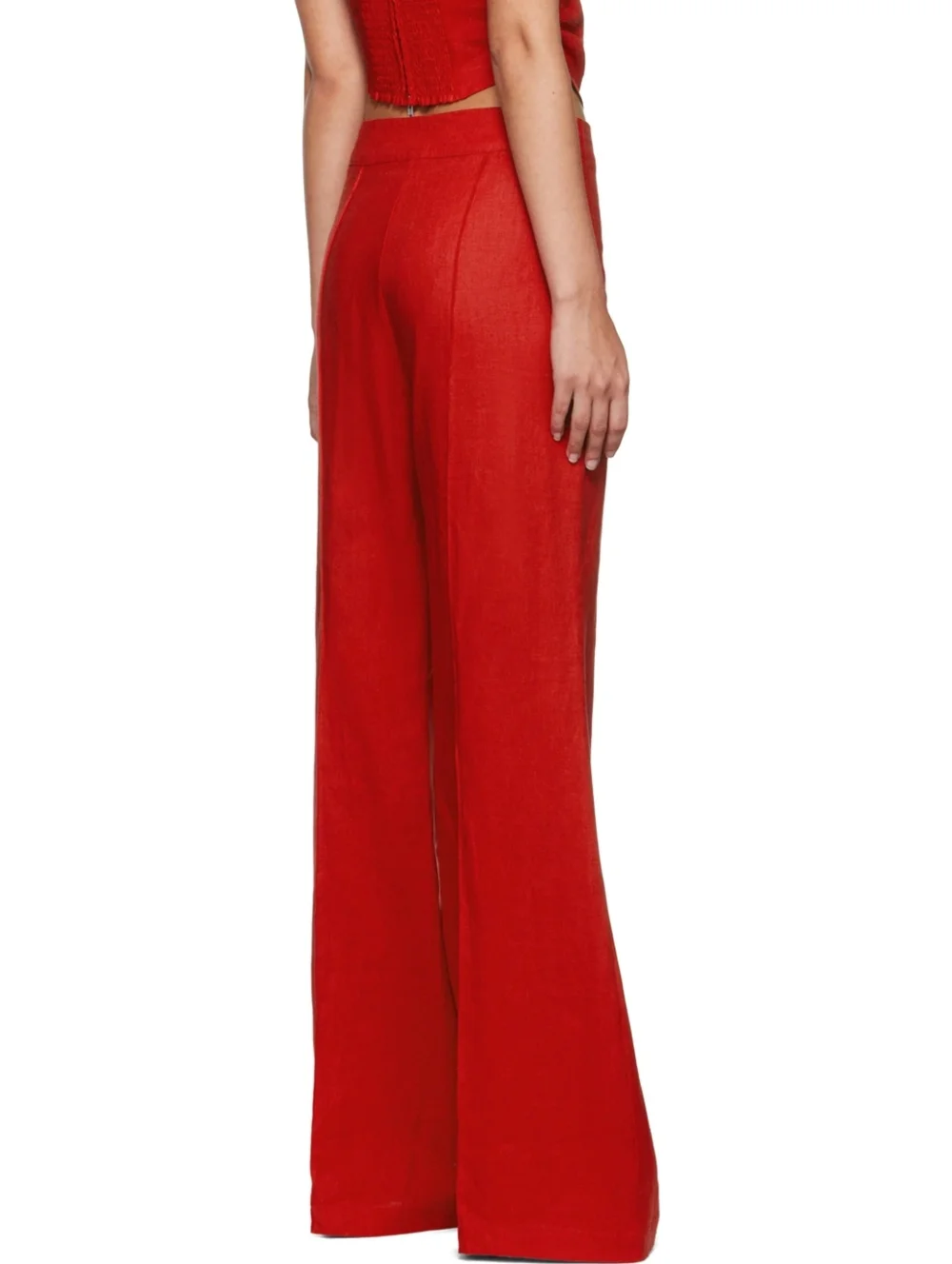 REFORMATION Silvie Linen Wide Leg Pants In Lipstick Red Size 10